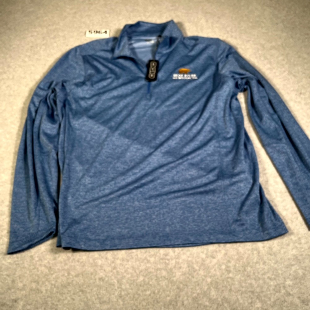 OGIO Golf Shirt Mens XL Blue Heathered Quarter Zip Mock Neck Sportswear Casual